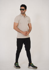 Beige Pique Polo Shirt
