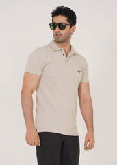Beige Pique Polo Shirt