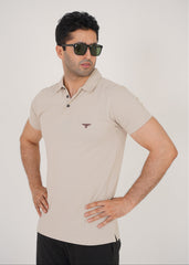 Beige Pique Polo Shirt