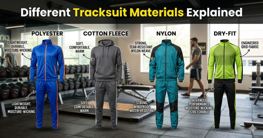 Various tracksuit fabrics used in sportswear and gym clothing