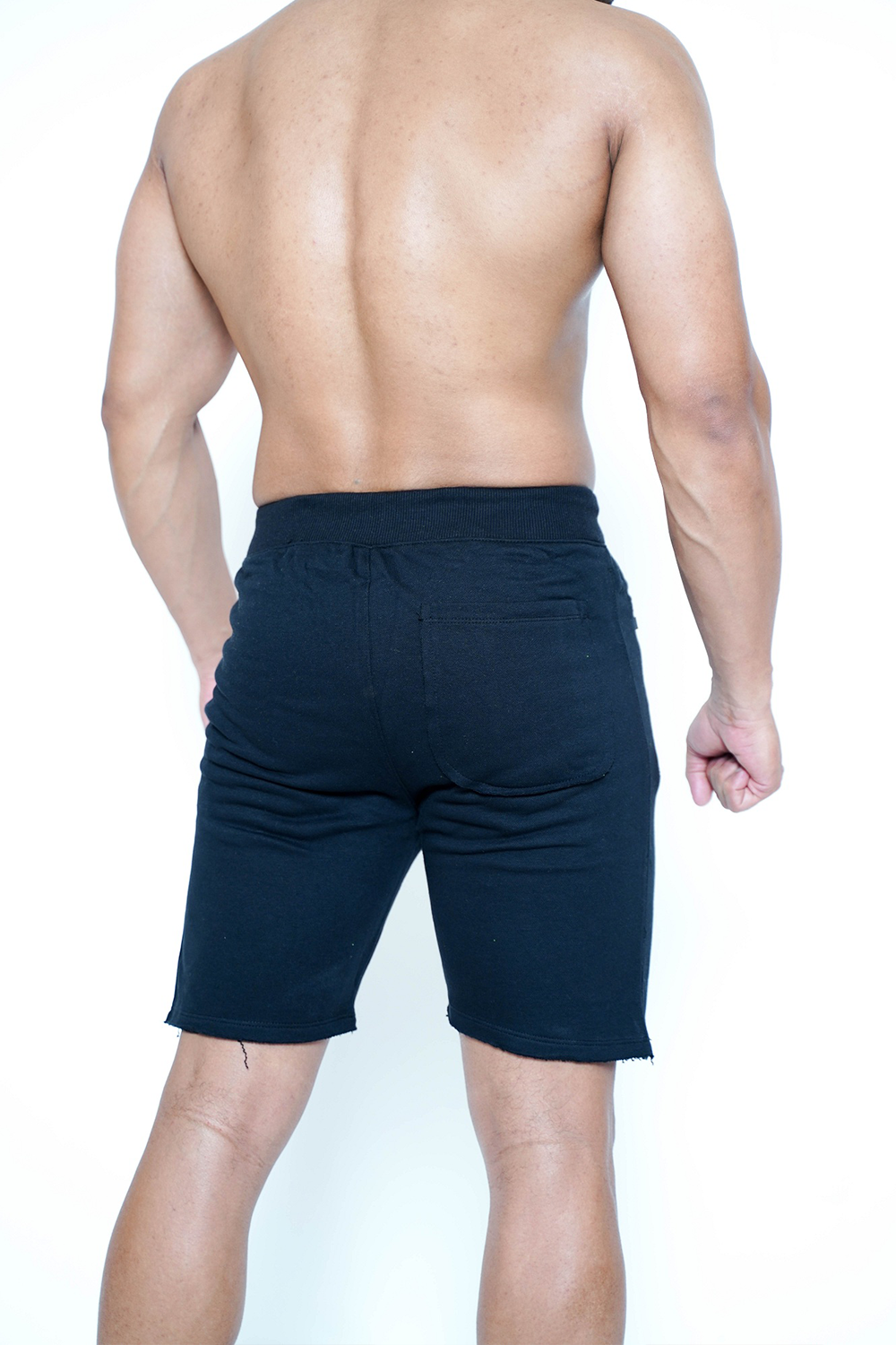 Black Cotton Terry Shorts