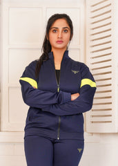 Navy Neon Athletic Zipper Woman