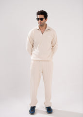 Ivory Retro Ribbed Tracksuit