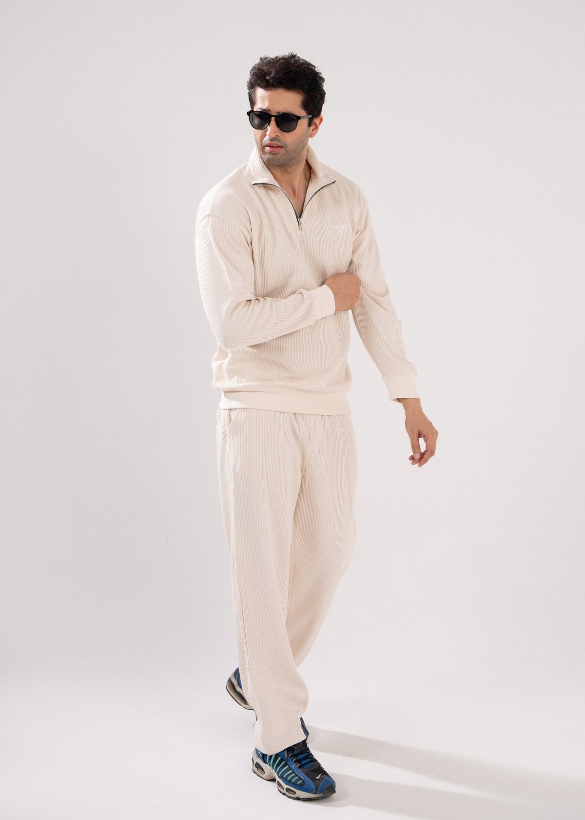 Ivory Retro Ribbed Tracksuit