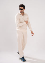 Ivory Retro Ribbed Tracksuit