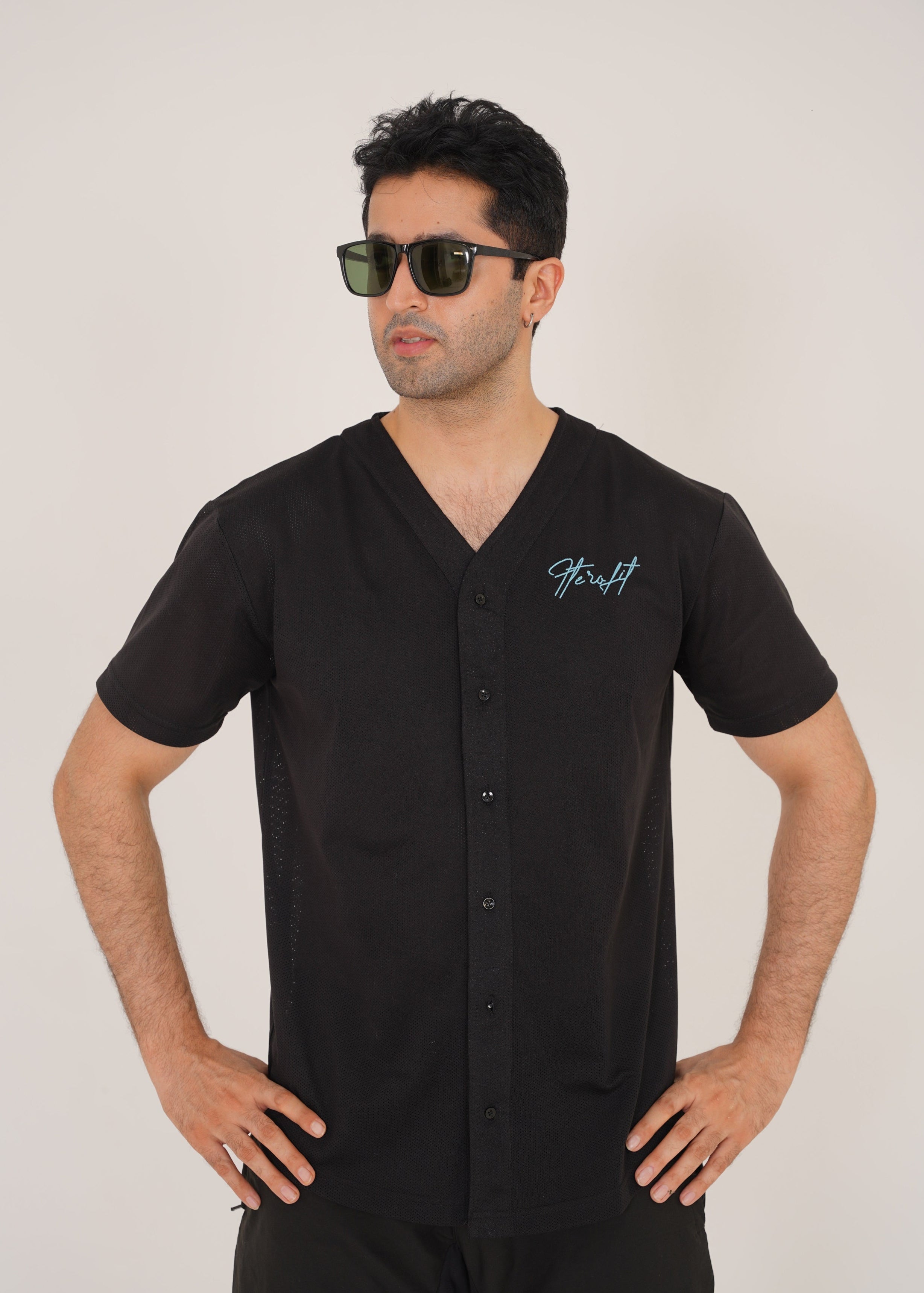 Black Mesh Baseball Jersey