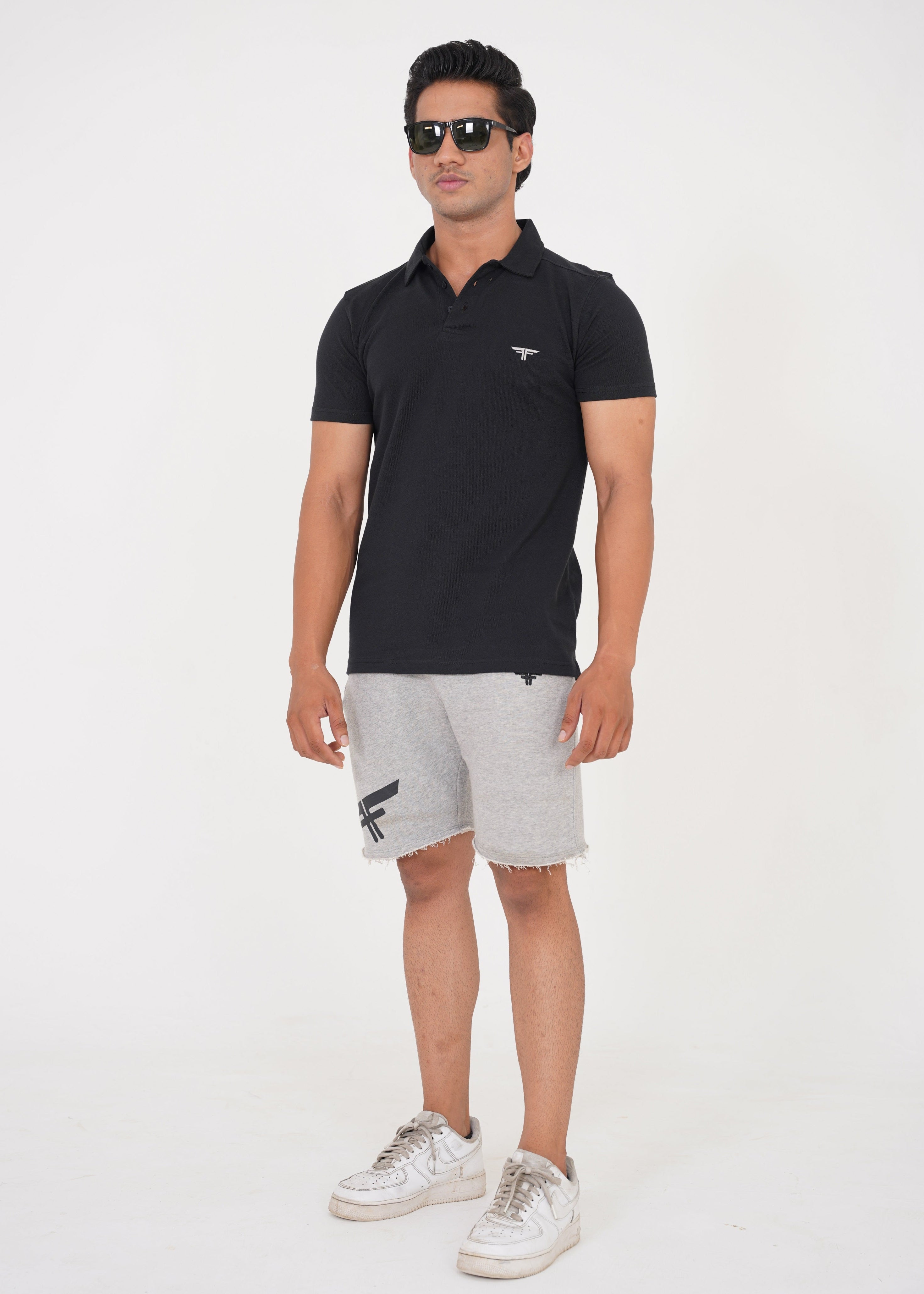 Black Pique Polo Shirt