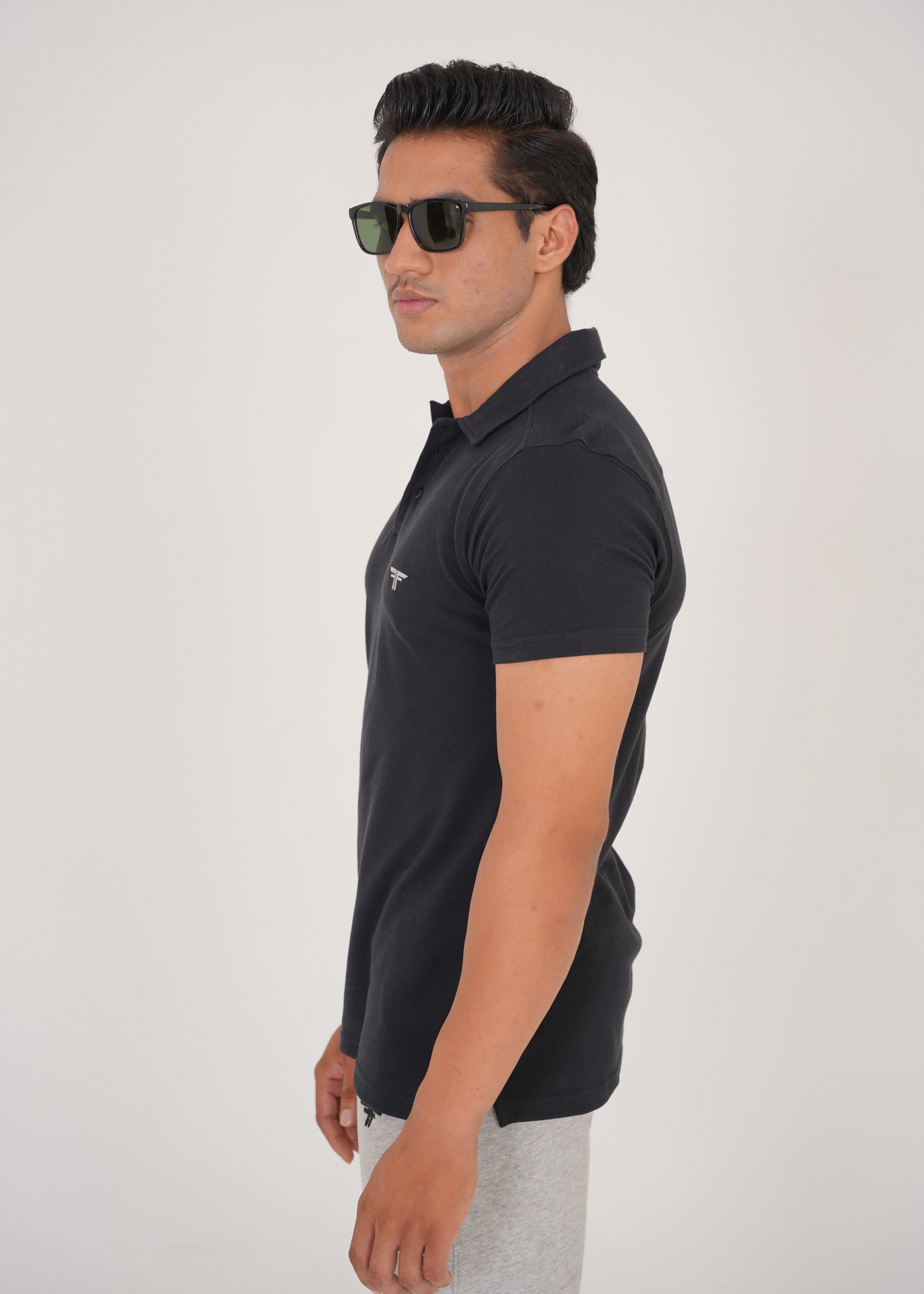 Black Pique Polo Shirt