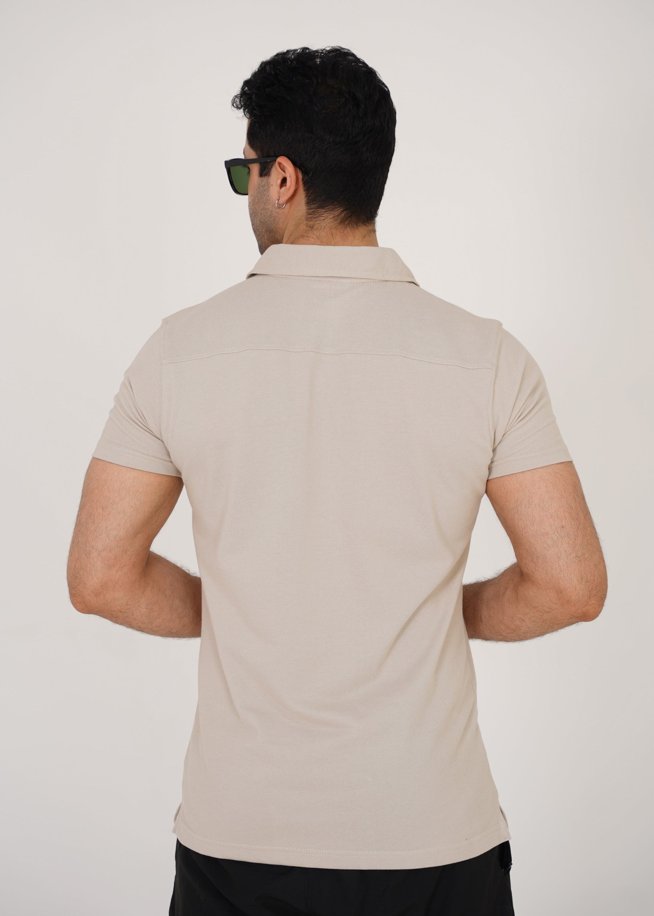 Beige Pique Polo Shirt