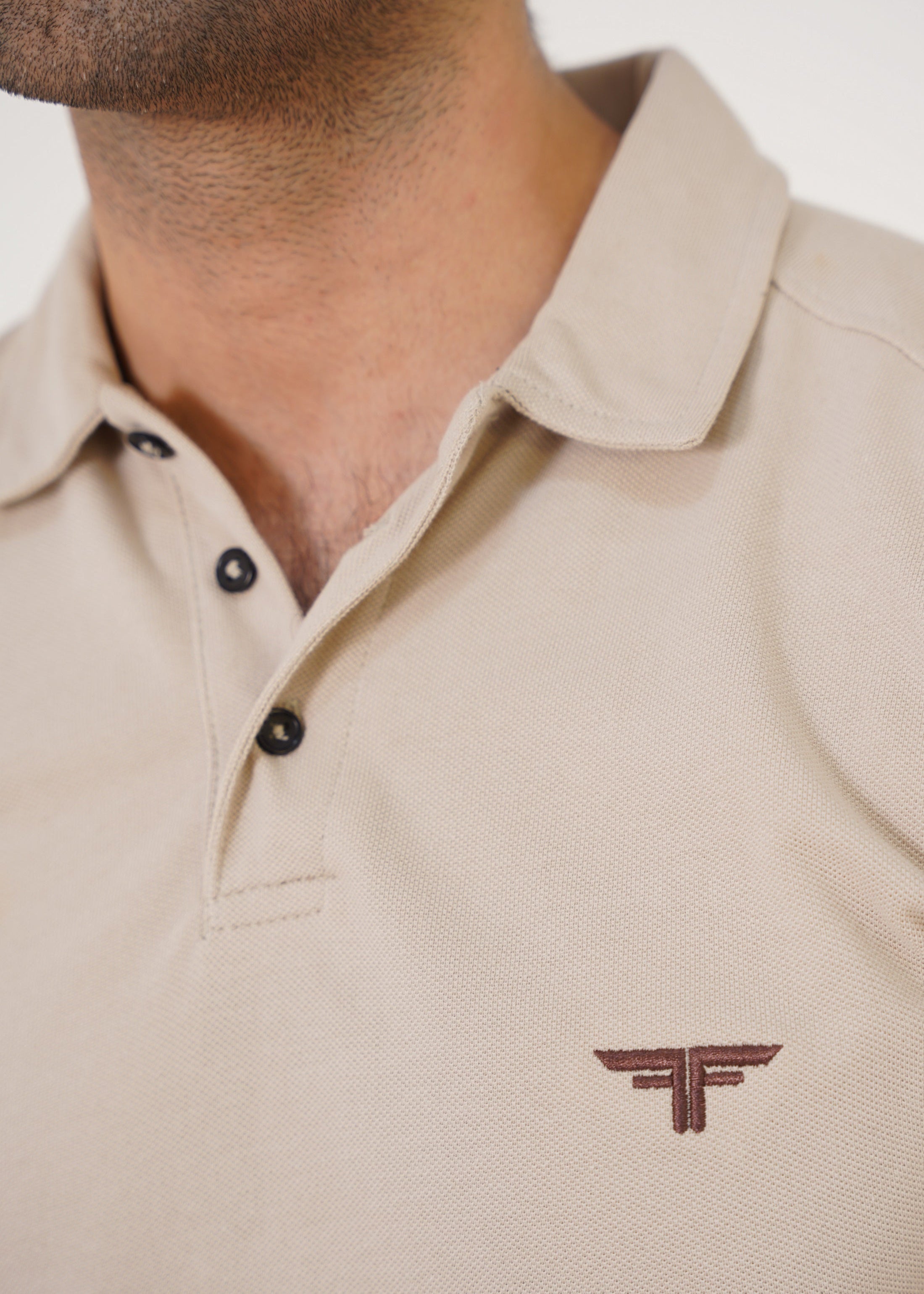 Beige Pique Polo Shirt