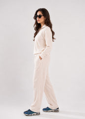 Ivory Retro Ribbed Women Tracksuit