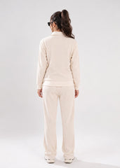 Ivory Retro Ribbed Women Tracksuit